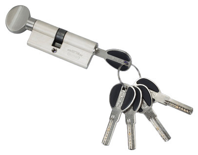 Цилиндровый механизм, никел (личинка для замка)Перфорированный ключ-вертушка CW30/40mm Мат.никель  #1