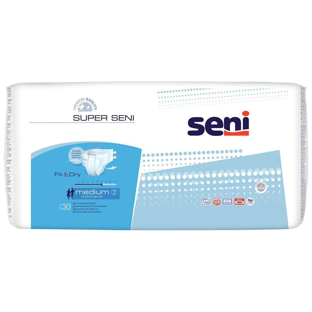 Подгузники для взрослых SENI super medium, 30 шт, одноразовые (SE-094-ME30-JA1)  #1