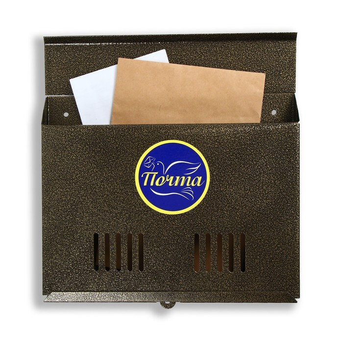 Ящик почтовый без замка (с петлёй), горизонтальный Широкий, бронзовый  #1