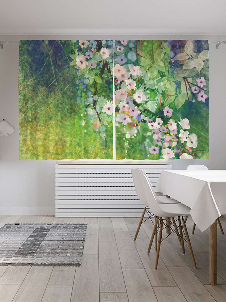 Фотошторы для кухни и спальни JoyArty "Фантазия в цветах", 2 полотна со шторной лентой шириной по 145 #1