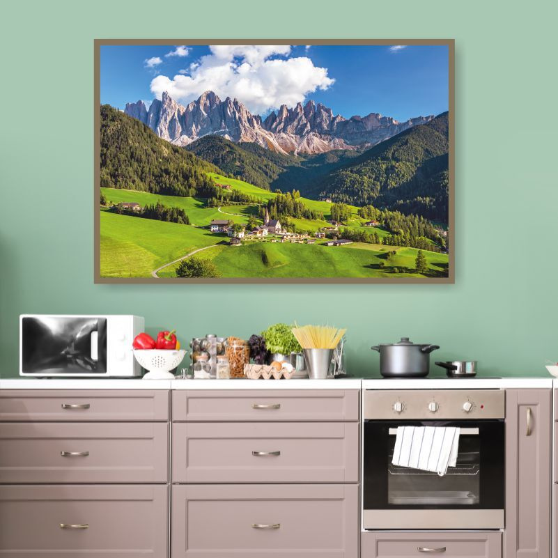 Холст для интерьера "Горы Природа Альпы" 50 х 40 см. Плакат / картина на стену для кухни / дома / спальни #1
