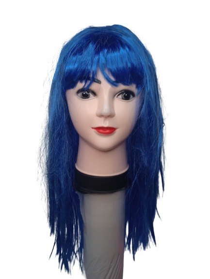 Парик женский карнавальный "Прямой" длинный синий, длина волос 52 см  #1