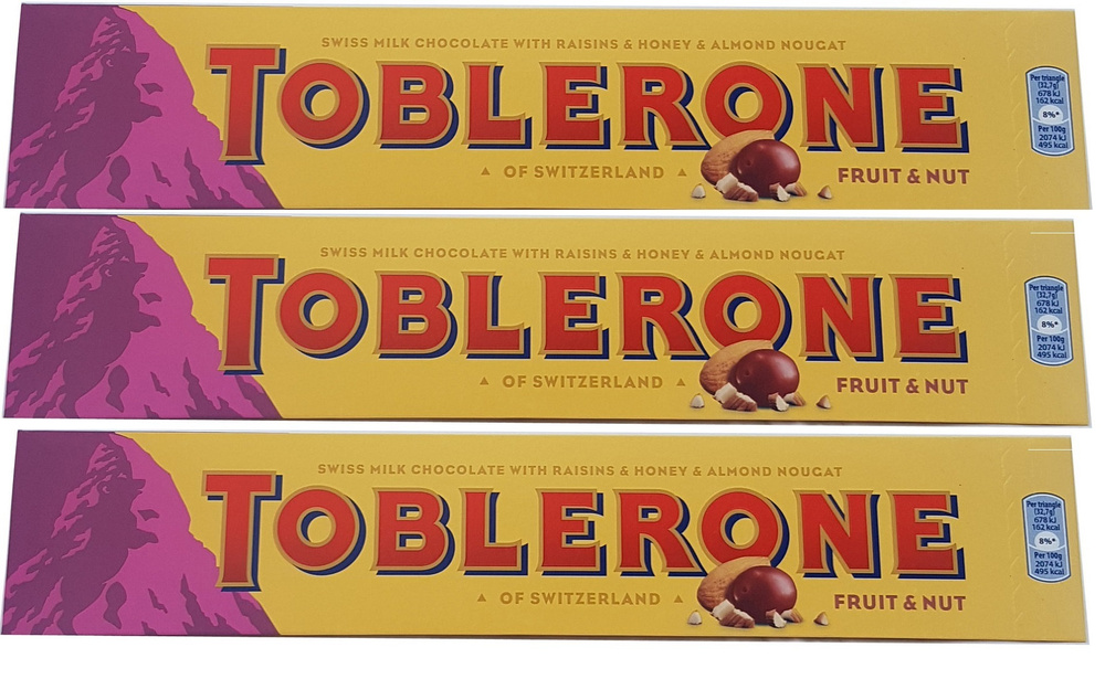 Молочный шоколад Toblerone Fruit and Nut / Тоблерон Фрут энд Нат 100 г. 3 шт. (Швейцария)  #1