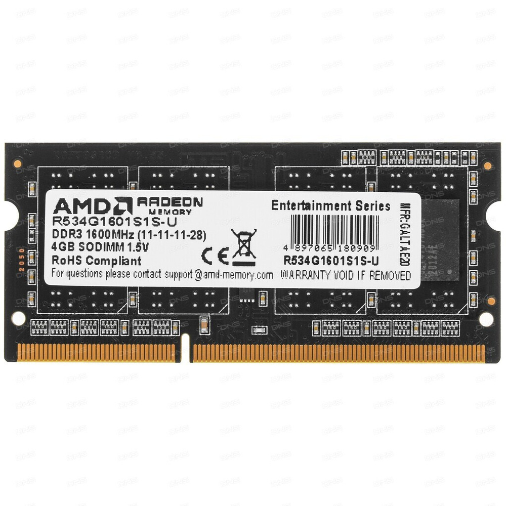 AMD Оперативная память Оперативная память Radeon R5 Entertainment Series (R534G1601S1S-U) SODIMM DDR3 #1