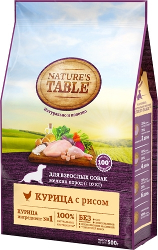 Nature's Table Сухой корм для собак Курица/рис 500г / #1