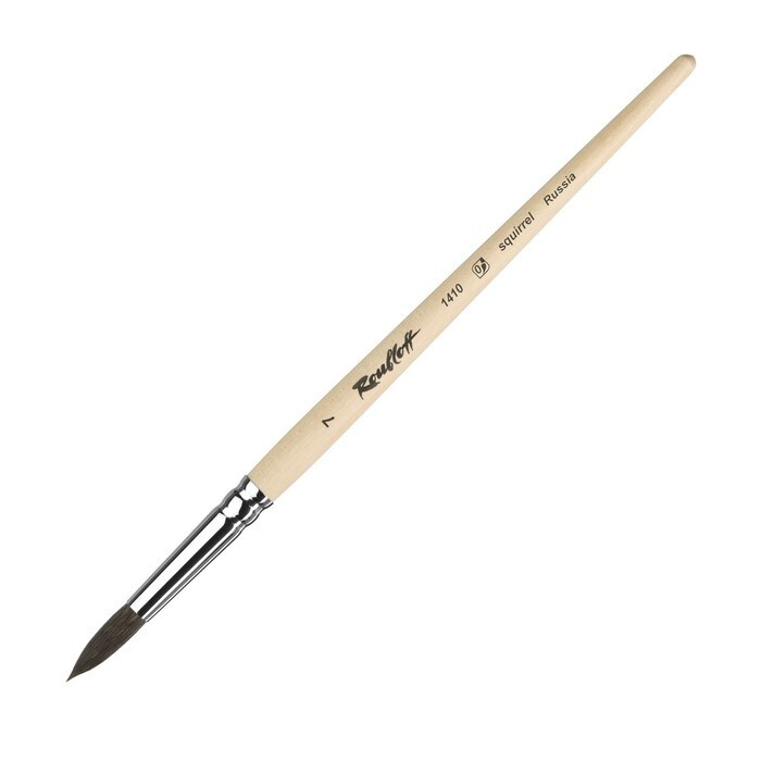 Кисть Roubloff Белка серия 1410 7 ручка короткая пропитана лаком/ белая обойма  #1
