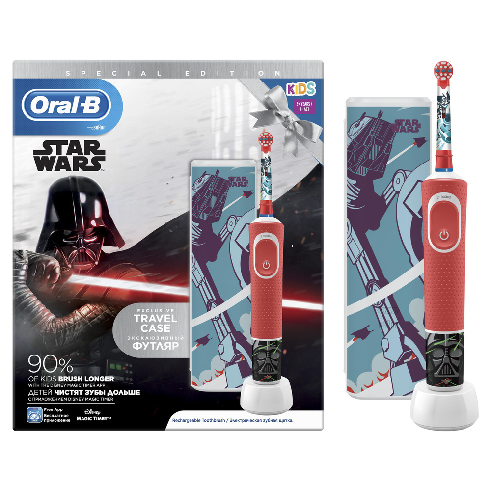 Oral-B Электрическая зубная щетка Oral-B Kids «Звездные Войны», красный, белый  #1