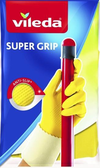 Vileda Super Grip Резиновые перчатки хозяйсвтенные универсальные с рельефным профилел и внутренним хлопковым #1