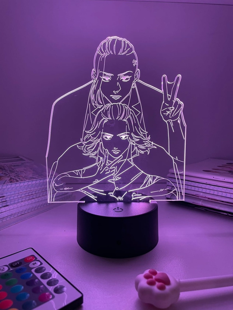 3D светильник-ночник, лампа по аниме: Токийские мстители , Tokyo Revengers , Майки и Дракен , 16 цветов #1