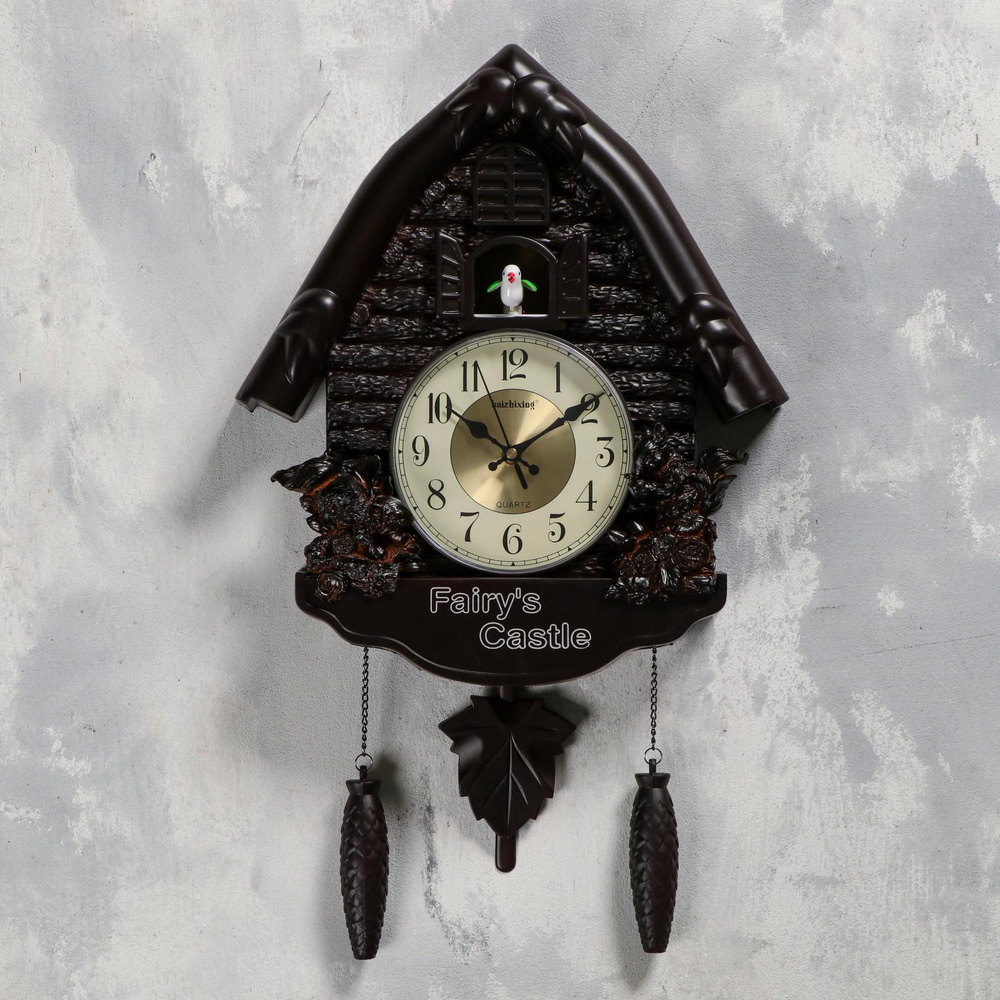 Часы настенные с кукушкой "Белочки", 4 шт 3ААА, плавный ход, 53*7*35 см, чёрные - купить по низкой цене в интернет-магазине OZON (201117945)