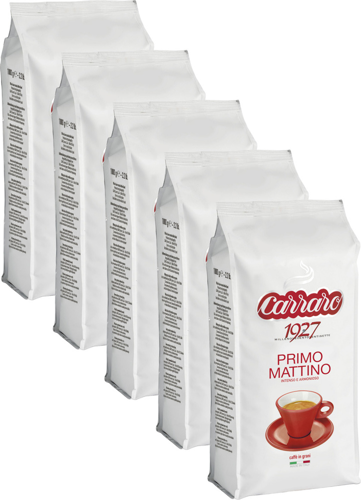 Кофе Carraro Primo Mattino зерновой 1 кг, комплект: 5 упаковок по 1 кг  #1