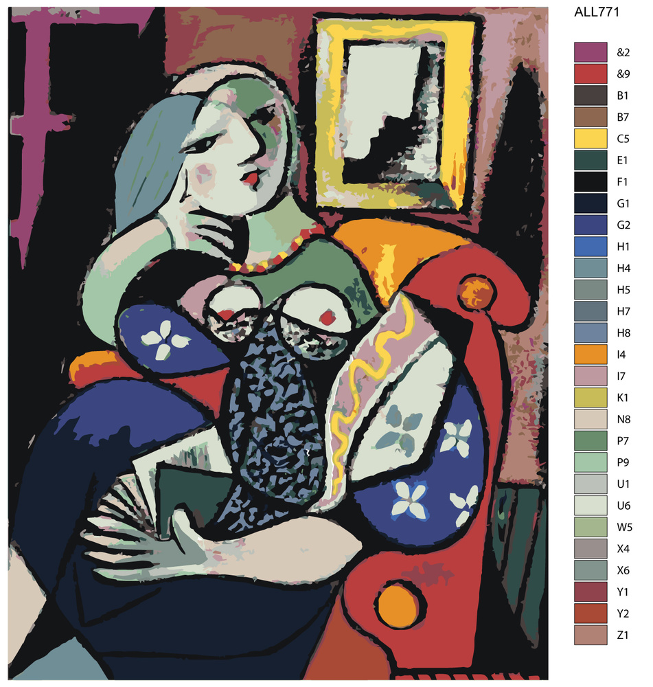 Картина по номерам "Женщина с книгой" Пабло Пикассо ALL77 40х50  #1