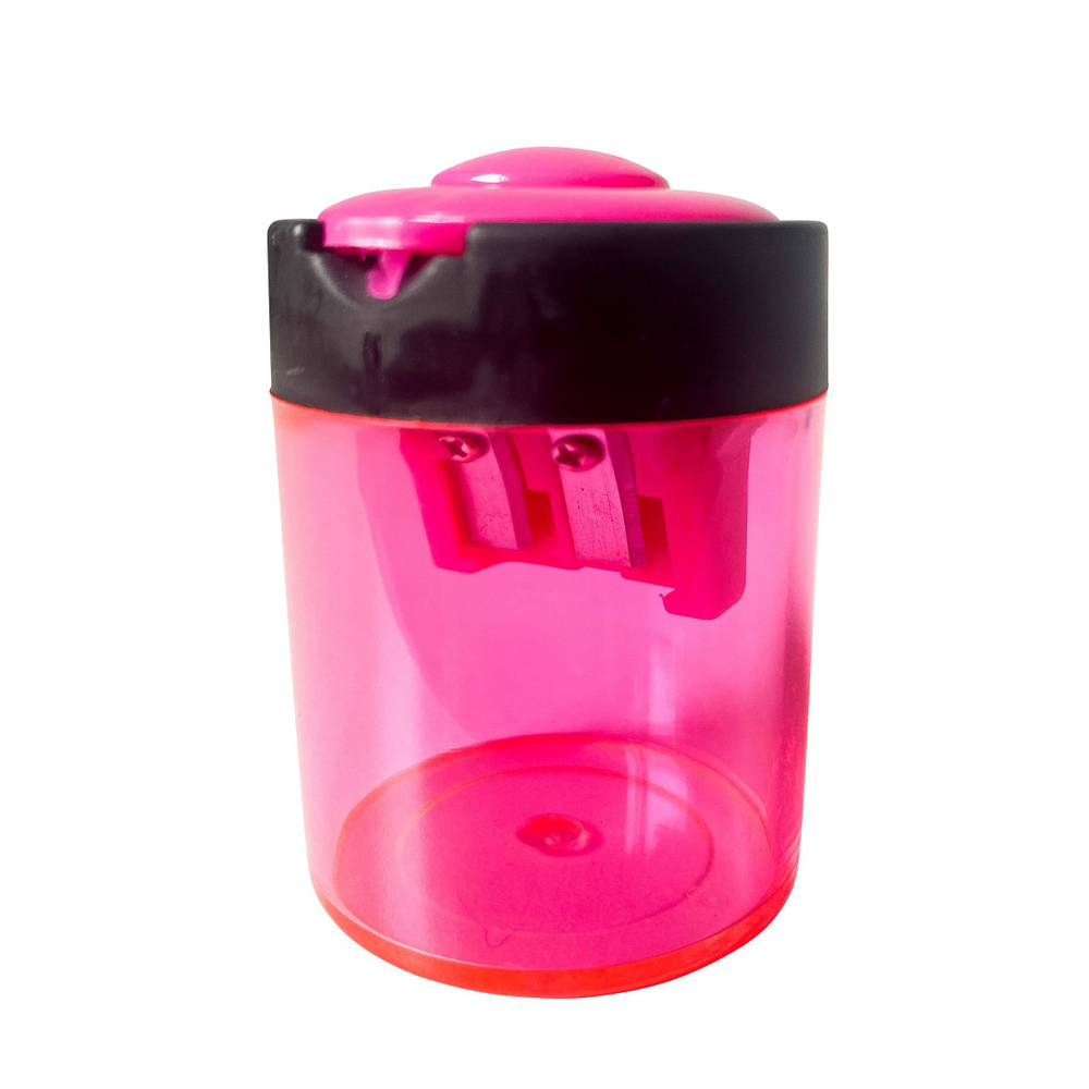 Пластиковая точилка для карандашей Dine Trin с контейнером и крышкой c двумя лезвиями розовая  #1