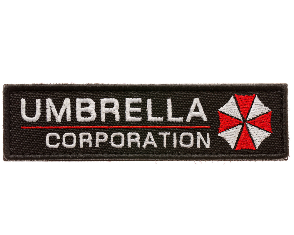 Нашивка на одежду, патч, шеврон на липучке "Umbrella Corp. текст" (Черный кант) 12,3х3,3 см  #1