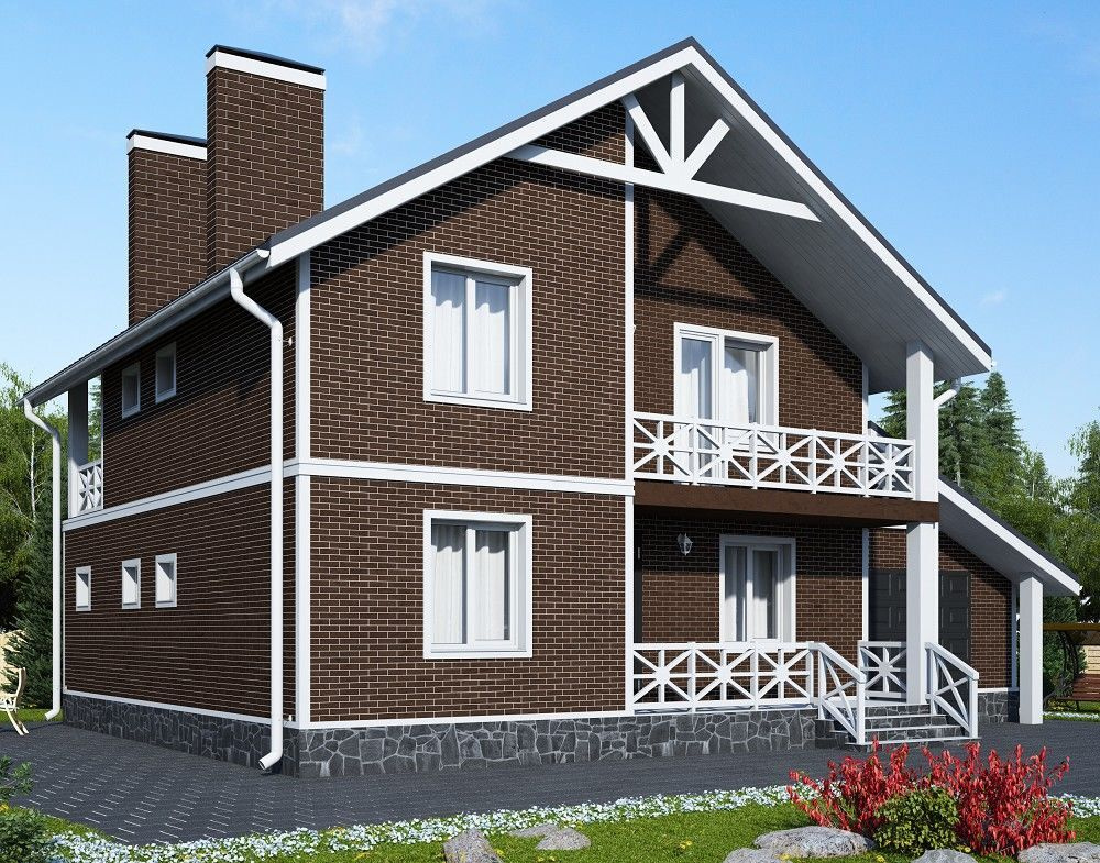 (208м2, 15х11м) Готовый проект двухэтажного дома из газобетона с гаражом и балконом - AS-272-7  #1