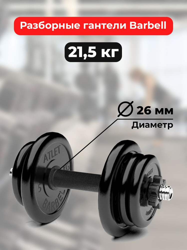 Гантель разборная обрезиненная Barbell Atlet 21,5 кг #1