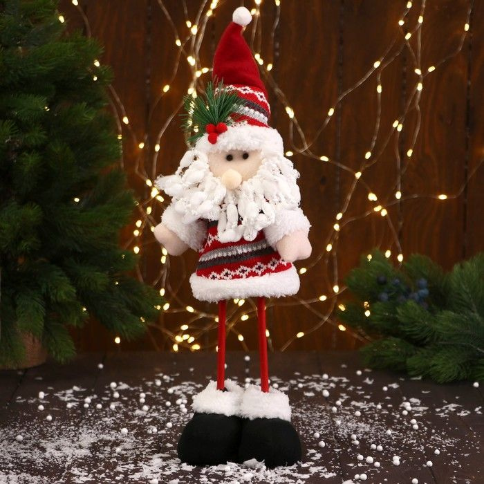 Мягкая игрушка "Дед Мороз" с ёлочкой длинные ножки 14*36 см  #1