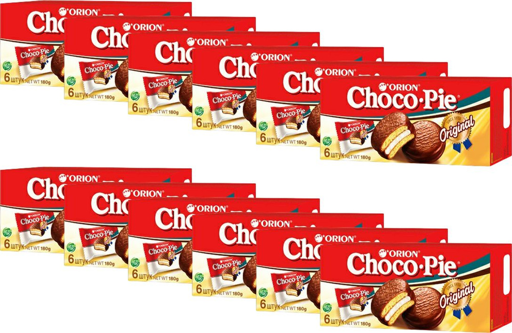 Печенье Orion Choco-pie в глазури 30 г х 6 шт, комплект: 12 упаковок по 180 г  #1