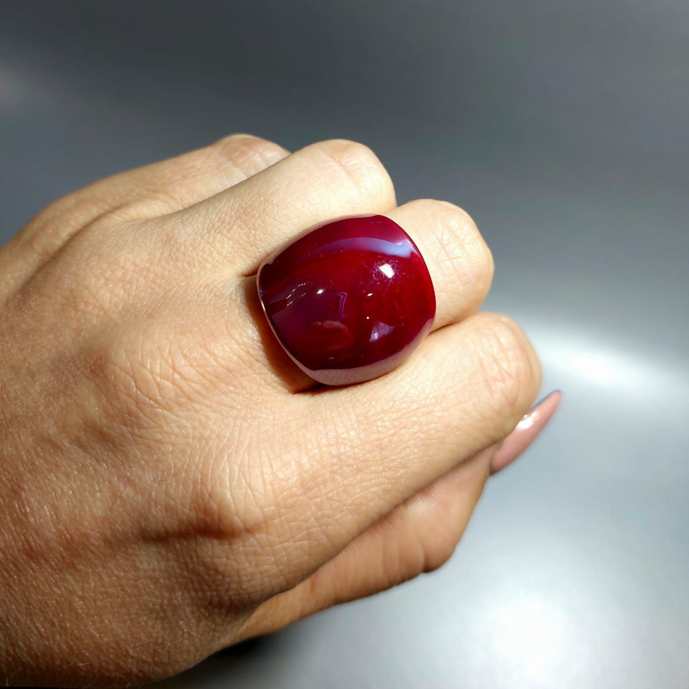 Кольцо женское/перстень/муранское стекло/керамика/бордовое  #1