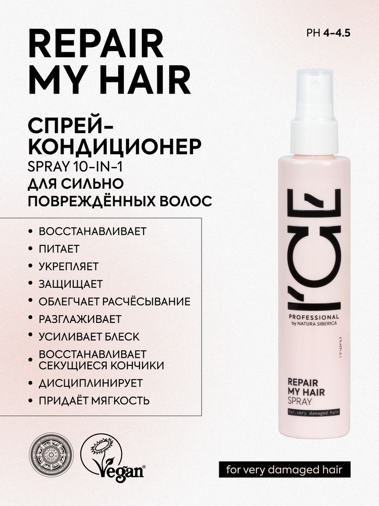 ICE PROFESSIONAL by NATURA SIBERICA Профессиональный спрей-кондиционер для сильно поврежденных волос #1