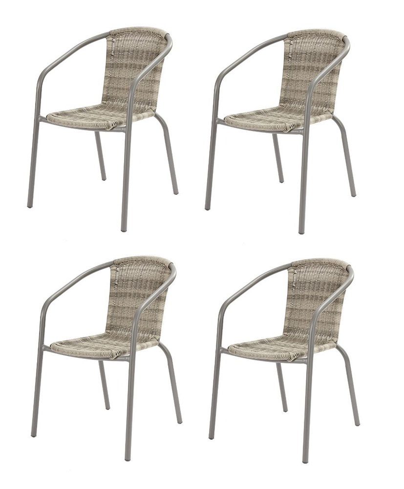 Кресло садовое металл 4 шт 59х53х76 см бежевый #1