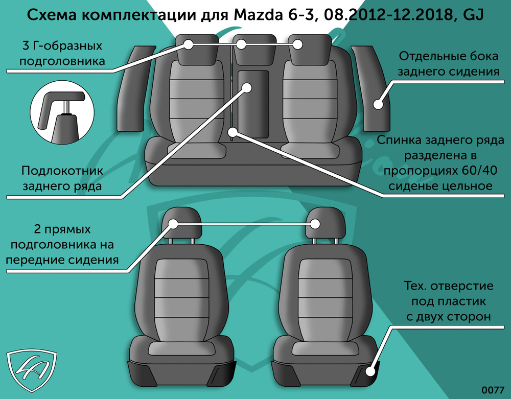 Авточехлы Lord AutoFashion для Mazda 6-3, 08.2012-12.2018, GJ (мазда-6 джи джей) ТУРИН СТ /Илана+Орегон/ #1