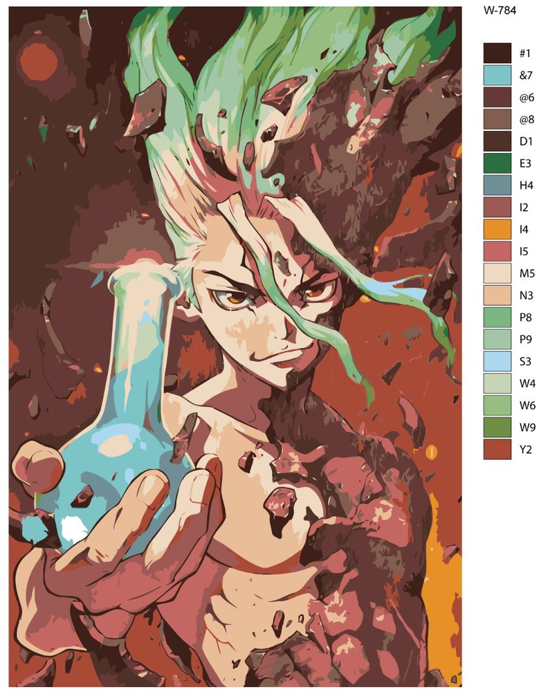 Картина по номерам W-784 "Аниме доктор Стоун. Сенку Ишигами" 60х90  #1