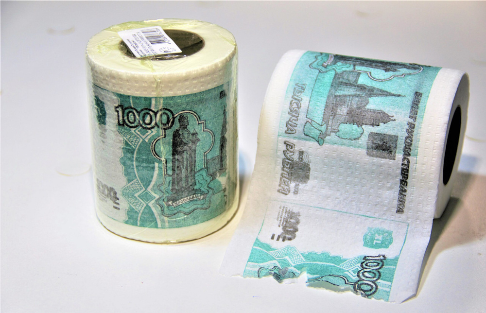 Сувенирная туалетная бумага прикол "1000 рублей", 2 слоя, 25 метров  #1