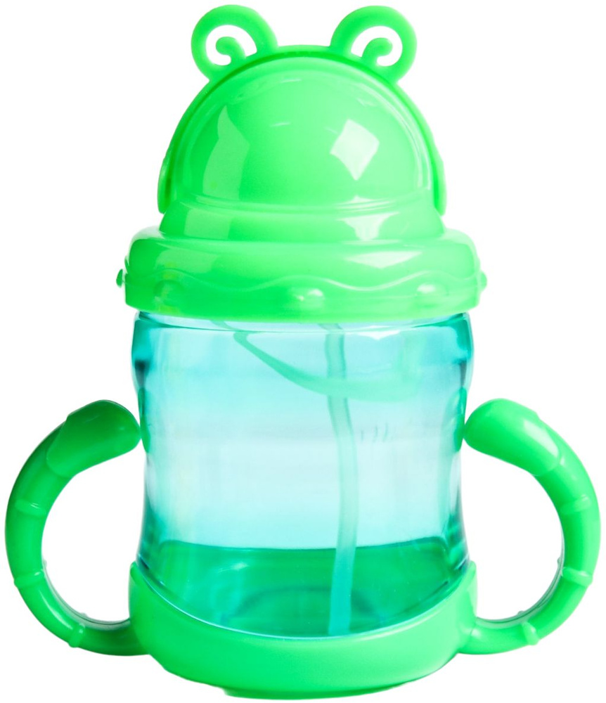 Поильник-бутылочка детский с силиконовой трубочкой, непроливайка для малышей, 200 мл, с ручками, фигурная #1