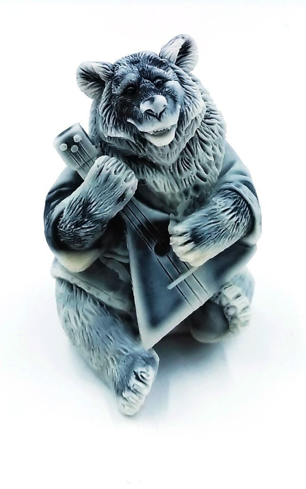 Статуэтка фигурка Медведь играет на балалайке 7см мраморная крошка  #1