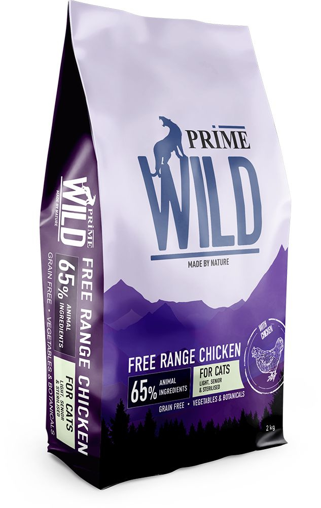 PRIME WILD GF FREE RANGE с курицей 2кг для стерилизованных котят и кошек контроль веса  #1