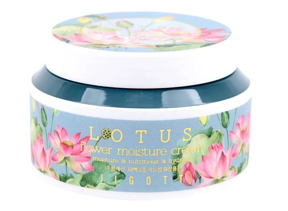 Jigott cream Крем для лица увлажняющий с экстрактом лотоса lotus flower moisture cream, 100ml  #1
