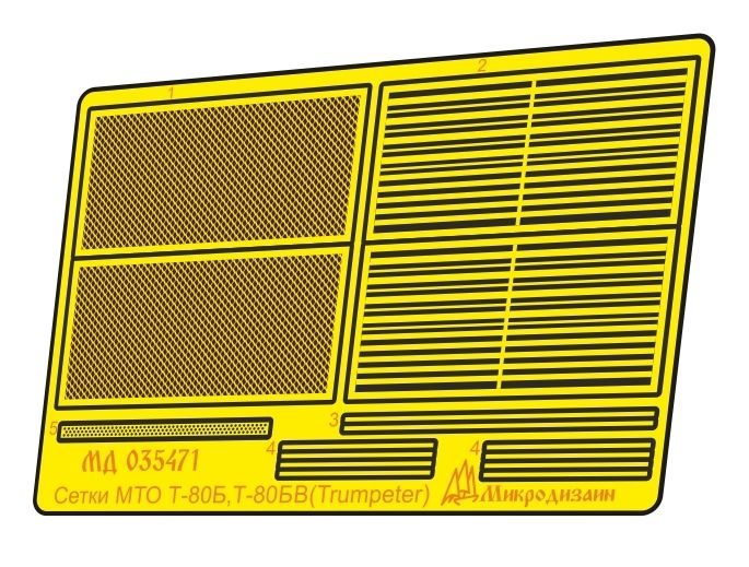 Микродизайн Фототравление Т-80Б / Т-80БВ Сетки МТО (Trumpeter), 1/35  #1