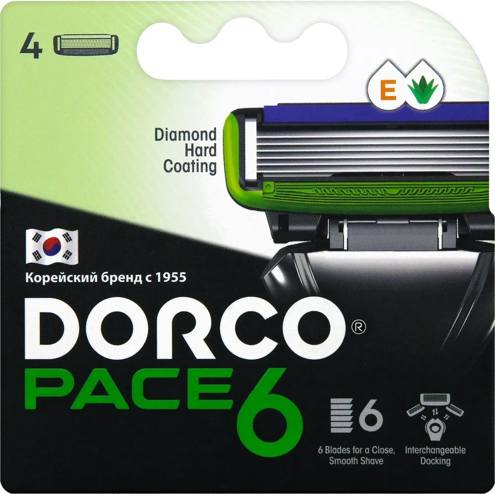 Dorco Сменные кассеты PACE6, 6-лезвийные, крепление PACE, увл.полоса (4 сменные кассеты)  #1