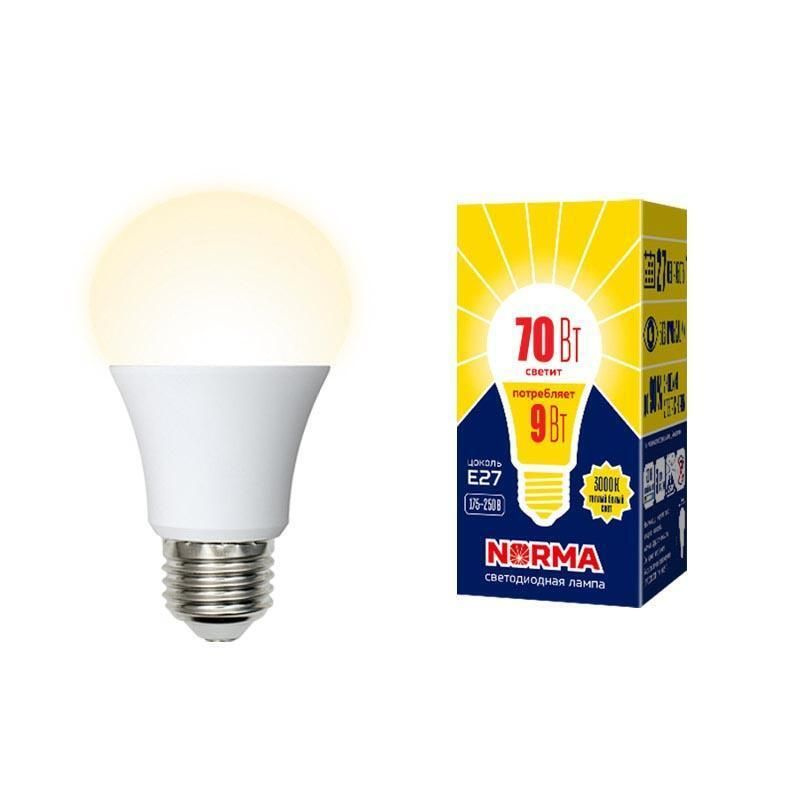 Volpe Лампочка Norma LED-A60__, Теплый белый свет, E27, 9 Вт, Светодиодная  #1