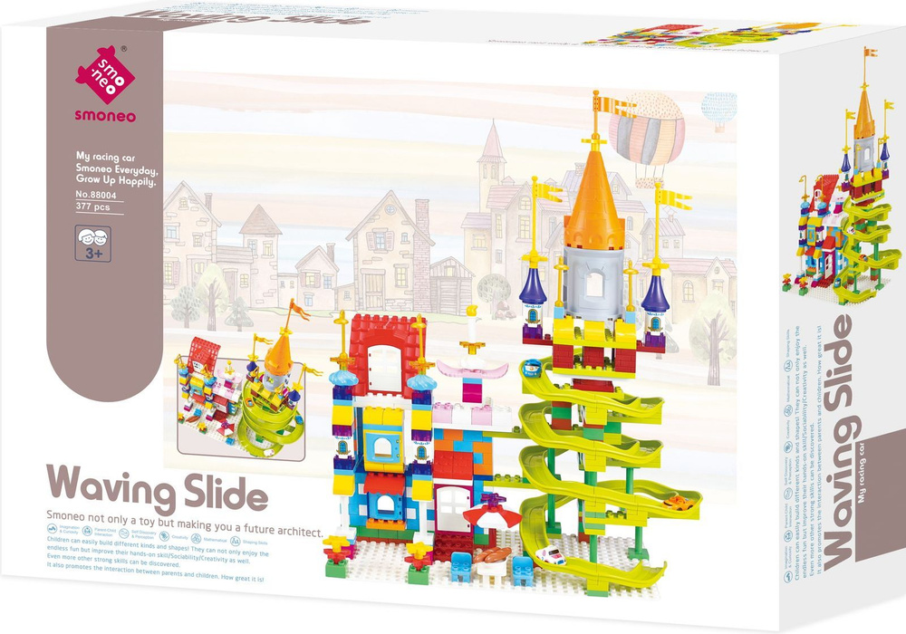 Конструктор Smoneo Замок с горкой, 377 элементов, совместимый с конструктором Лего DUPLO, для мальчика, #1