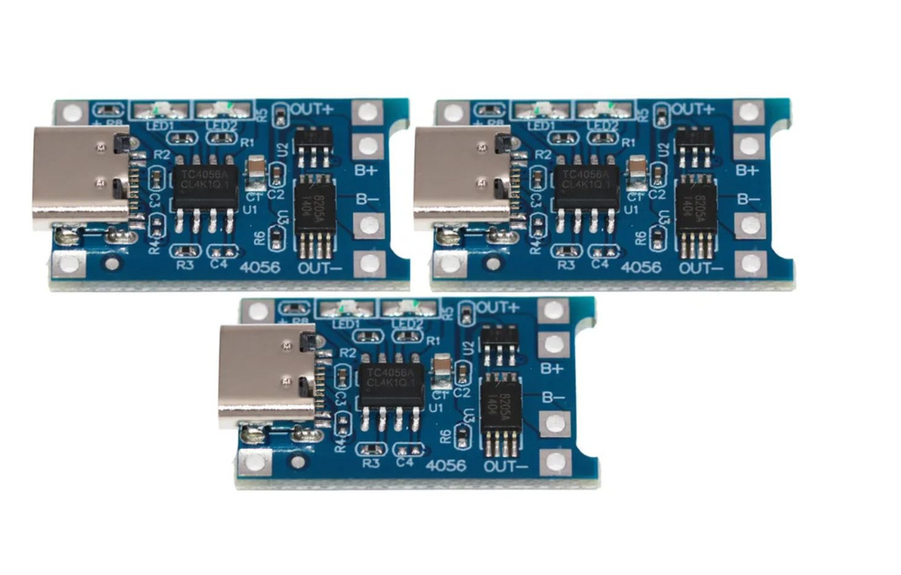 Модуль заряда аккумуляторов TP4056, гнездо type-c 3 штуки - купить с ...