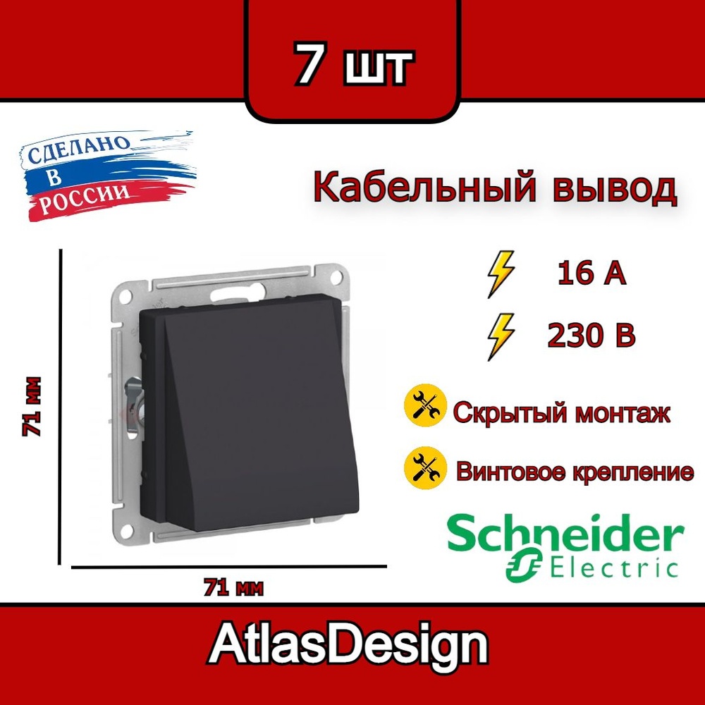 Вывод кабеля, карбон, Schneider Electric AtlasDesign (комплект 7шт) #1