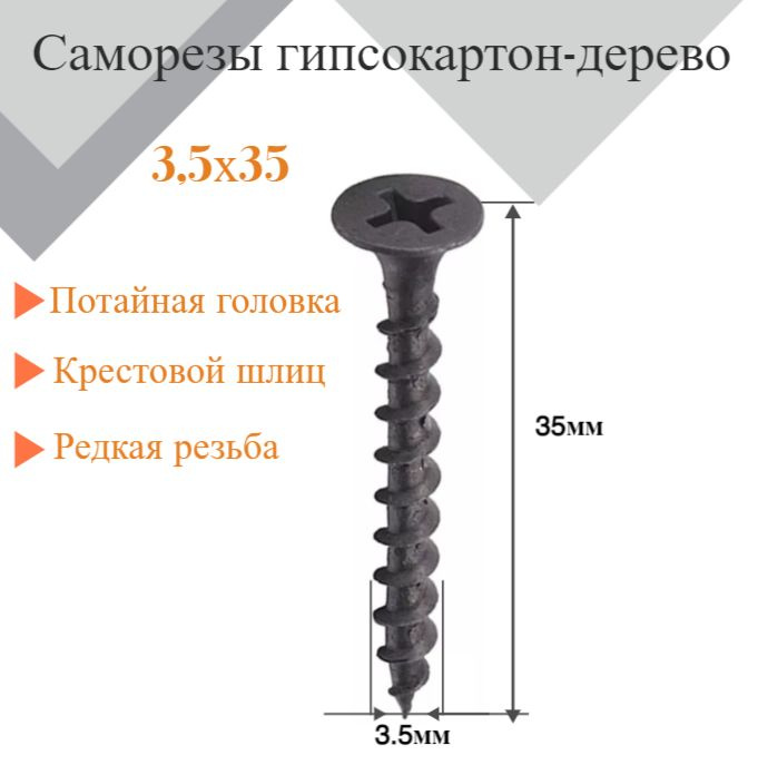 Саморезы гипсокартон-дерево 3,5х35, 20шт #1