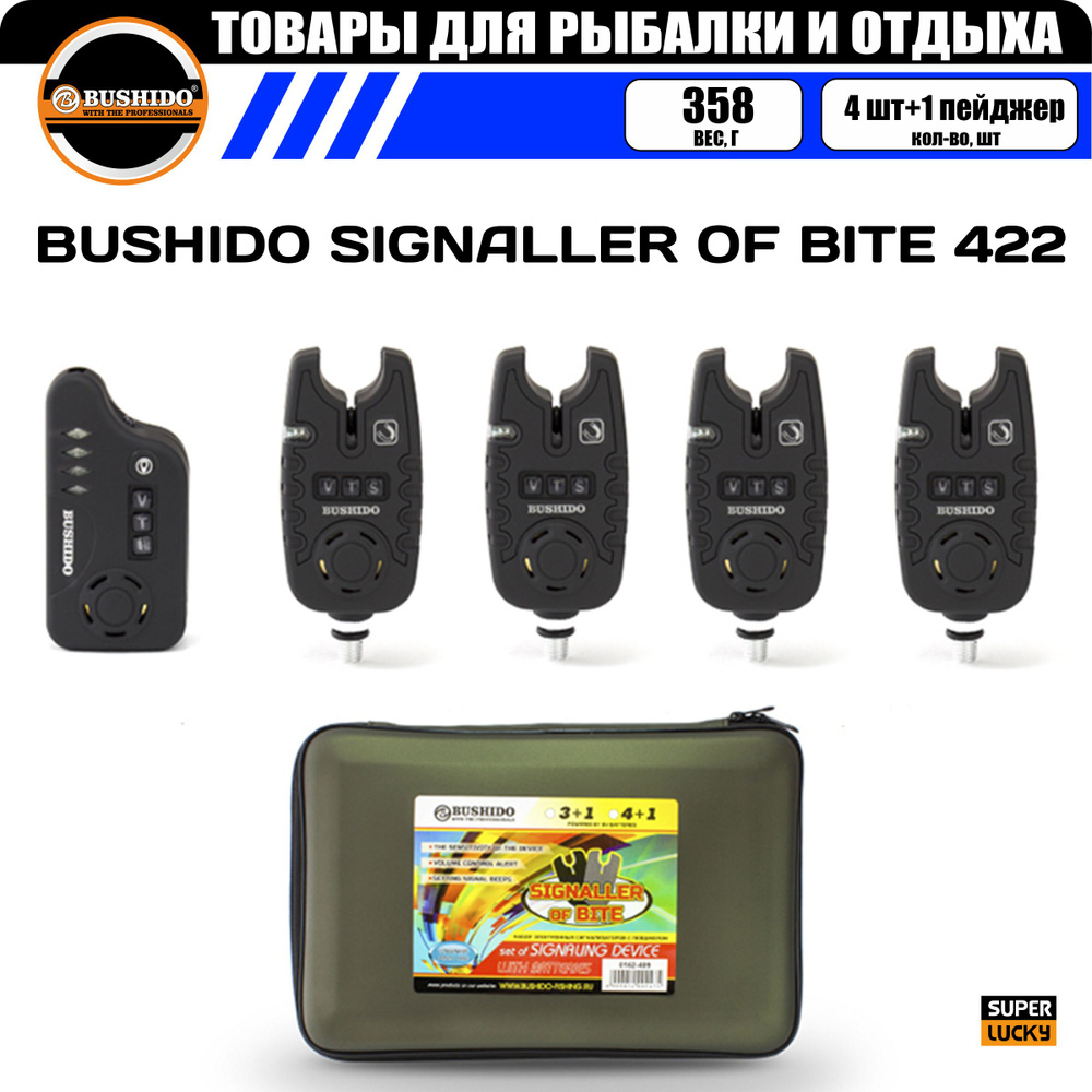 Набор сигнализаторов поклёвки BUSHIDO 422 (4шт+1пейджер) #1