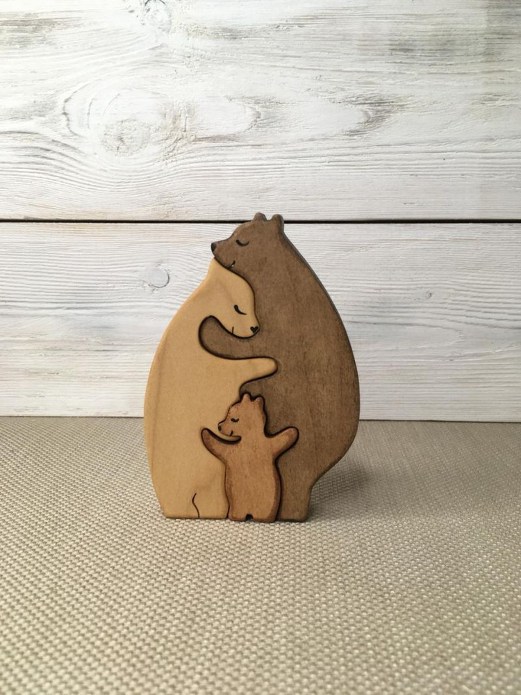 Сувенир из дерева "Три медведя". Клён, тонировка, 8,5х12х2 см  #1