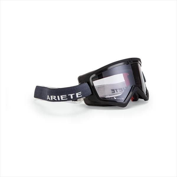 Кроссовые очки (маска) Ariete Mudmax Racer черные с прозрачной линзой и серым ремнём  #1