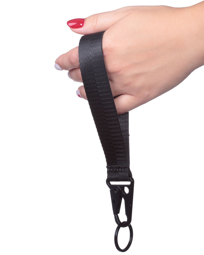Брелок-лента с карабином и логотипом (нашивка) 15 см. (черный)  #1