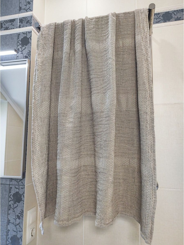 Белорусский лен Гостевое полотенце, Хлопок, Лен, 65x125 см, серый, 1 шт.  #1