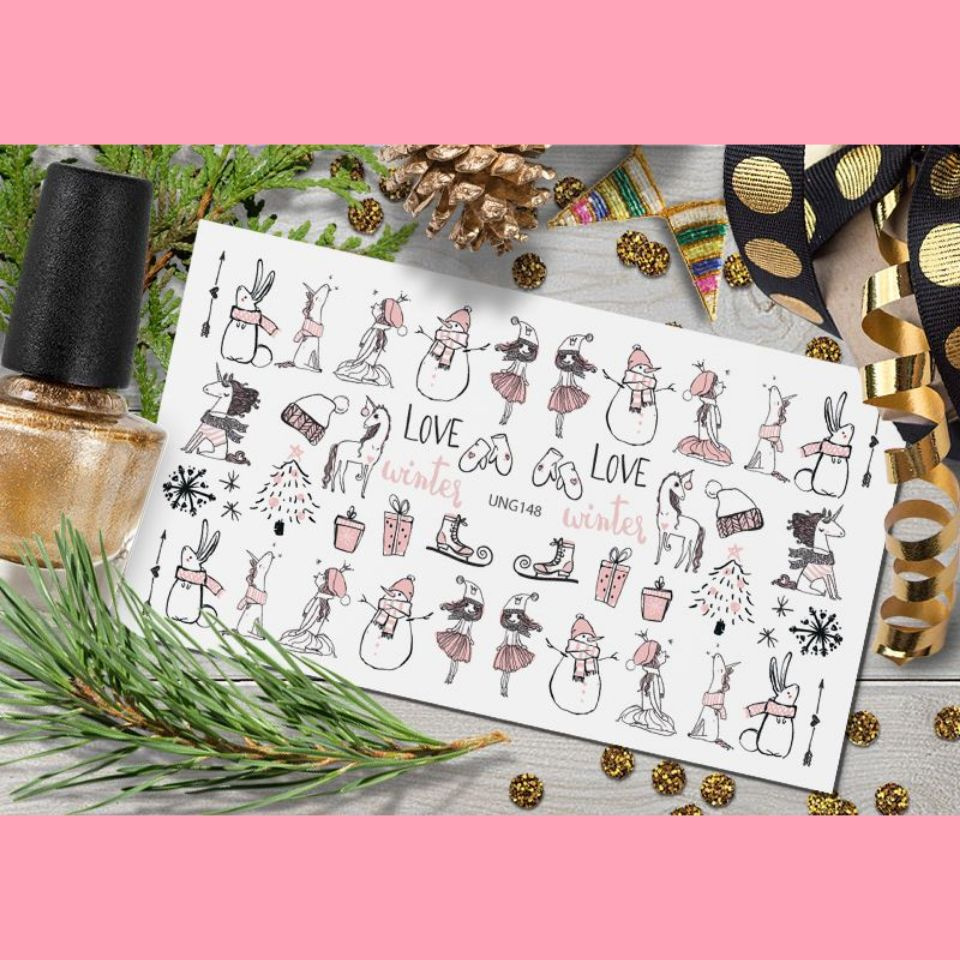 Слайдеры(водные наклейки)для дизайн ногтей Новый Год/снежинки/рождество  #1
