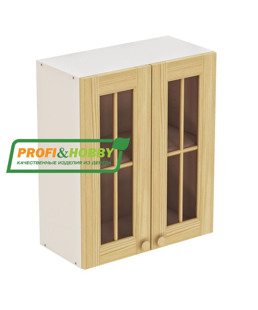 Кухонный модуль навесной шкаф 60х36х72 см, фасады со стеклом с крестовиной без покраски  #1