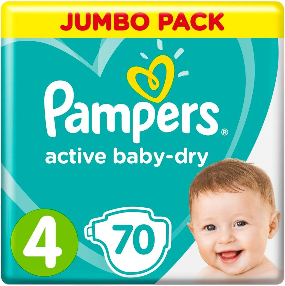 Подгузники Pampers Active Baby-Dry 9-14кг Размер 4 70шт #1
