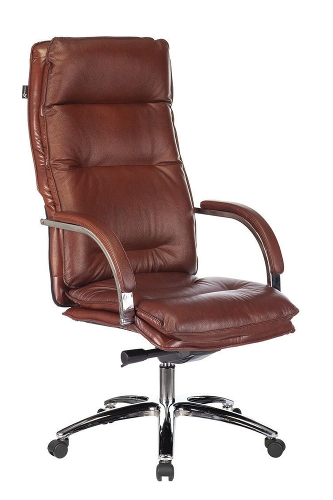 Кресло руководителя Бюрократ T-9927SL светло-коричневый Leather Eichel кожа крестовина металл хром  #1