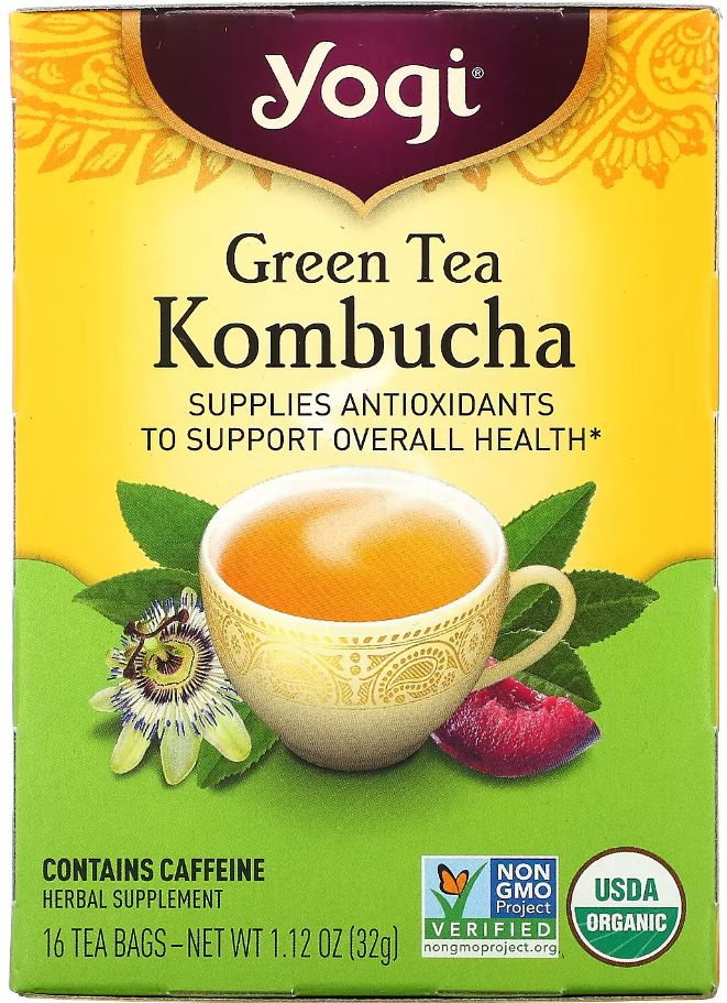 Yogi Tea, Green Tea Kombucha, Зелёный Чай Комбуча, 16 чайных пакетиков  #1