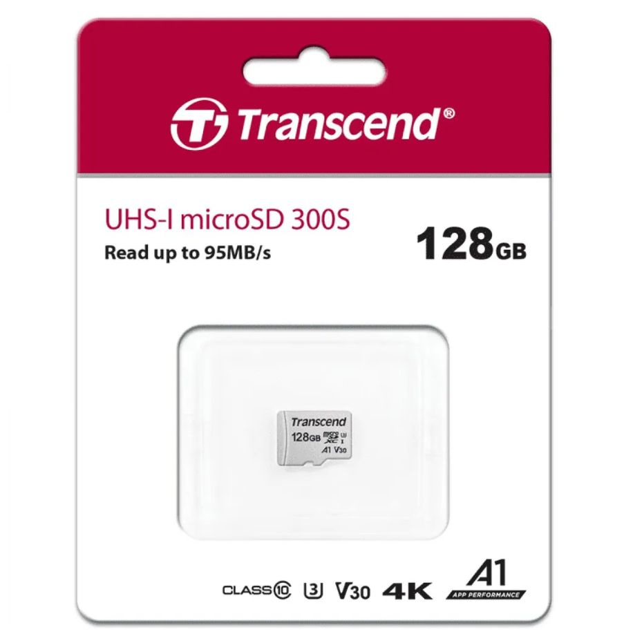 Transcend Карта памяти 300S 128 ГБ (TS128GUSD300S, microSDXC, UHS-I, U3, V30, Class 10, A1)  #1